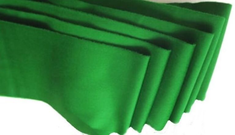 POOL SNOOKER BILLIARD TABLE CUSHION CLOTH FELT STRIPS X 6 - WOOL - GREEN