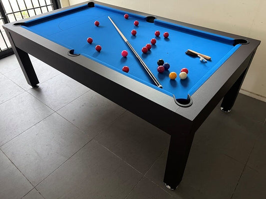 DELIVERY - 7FT POOL TABLE SNOOKER BILLIARD TABLE WITH DINING TABLE TOP