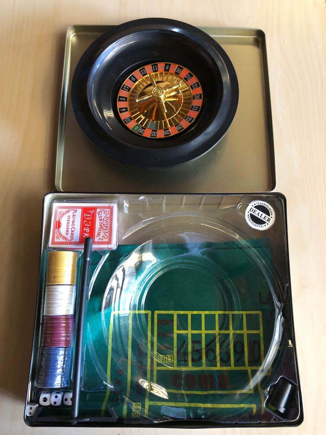NEW! 5 in 1 Casino Games Set Roulette,Poker, Black Jack, Craps, has Chips,Mats, Dices, Cards