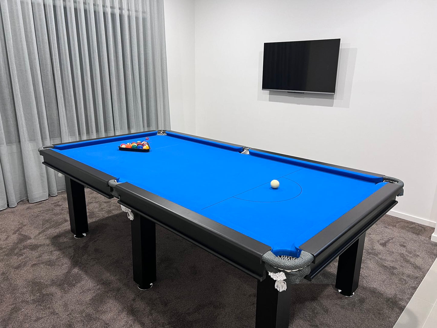 DELIVERY - POOL TABLE 8FT SNOOKER BILLIARD TABLE  25mm TABLE TOP - WITH FULL SIZE TABLE TENNIS TOP
