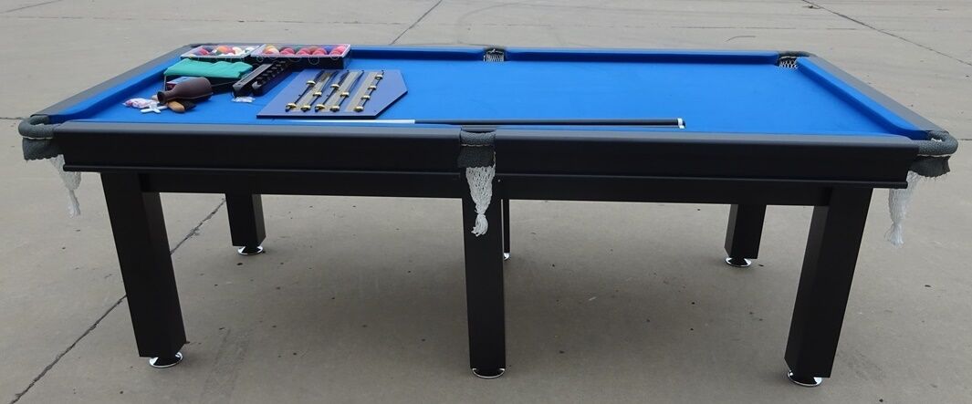 POOL TABLE 8FT SNOOKER BILLIARD TABLE  25mm TABLE TOP - WITH FULL SIZE TABLE TENNIS TOP
